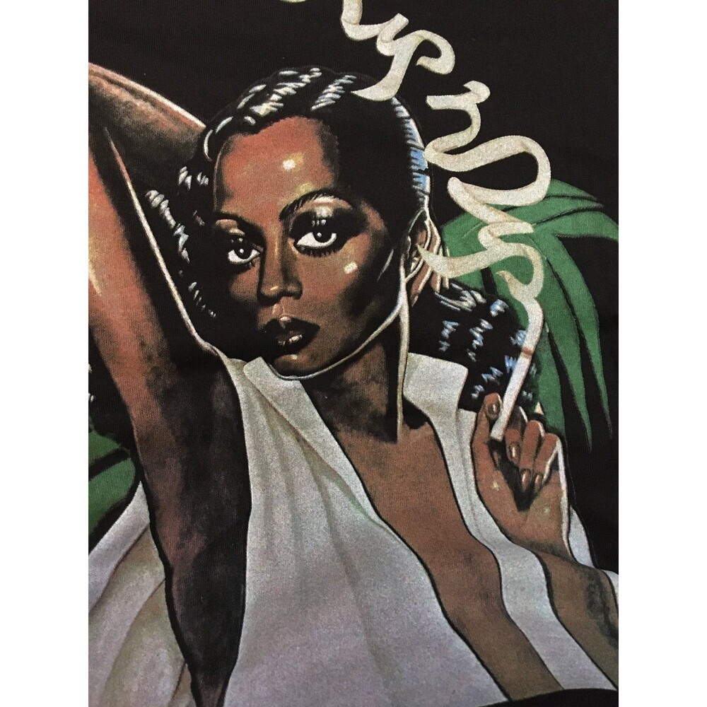 Rip n Dip Black Tshirt SMALL back print Tropical Diana Ross in white smoking NEW